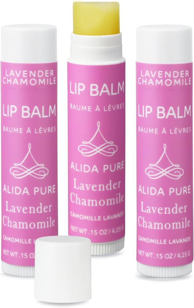ALIDA PURE VEGAN LIP BALM LAVENDER CHAMOMILE LIP BALM COLLECTION, CRUELTY FREE CHAPSTICK, MOISTURIZE DRY, ED, OR CHAPPED, LIPS, 5 TUBE SET. - Image 5